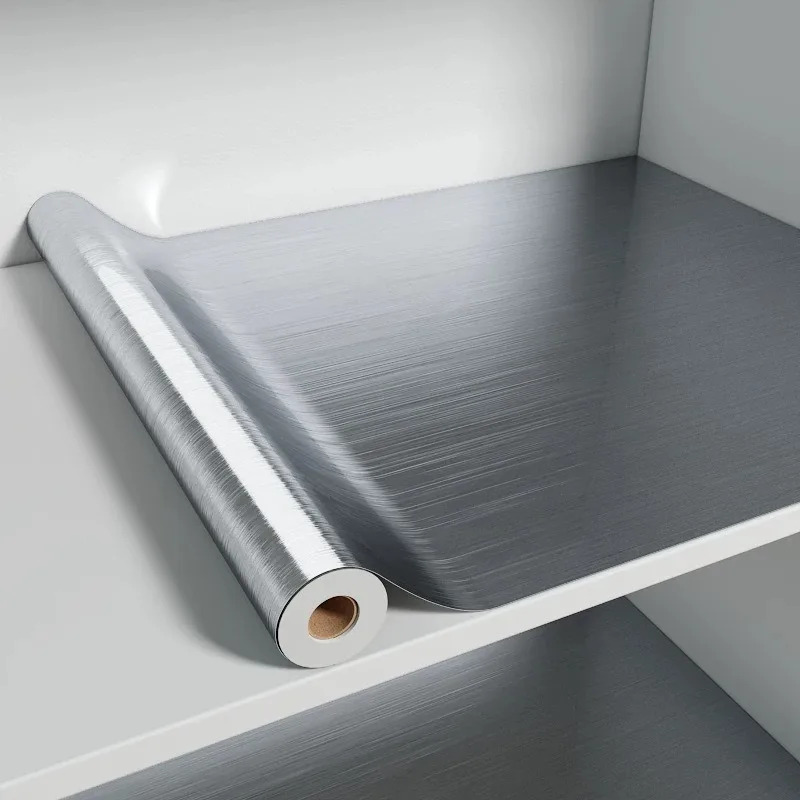 Smart Home Film - PVC Stainless Brushed Silver Removable Wallpaper
